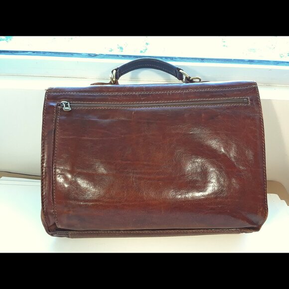 The Bridge Vintage Brown Briefcase Document Bag Real Leather Italy Attaché - Picture 3 of 13